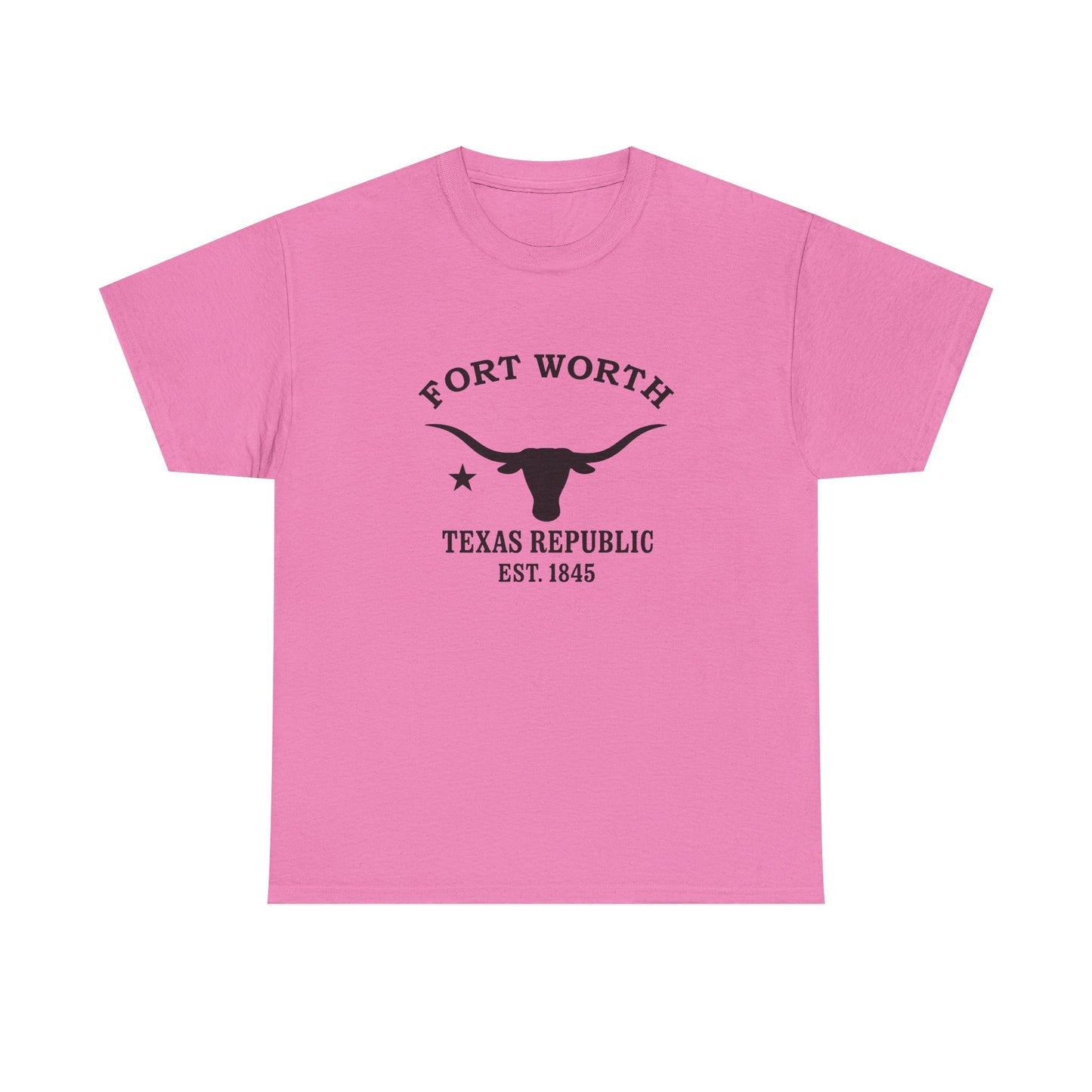 Fort Worth Texas Vintage Retro Unisex Heavy Cotton Tee - Black Logo