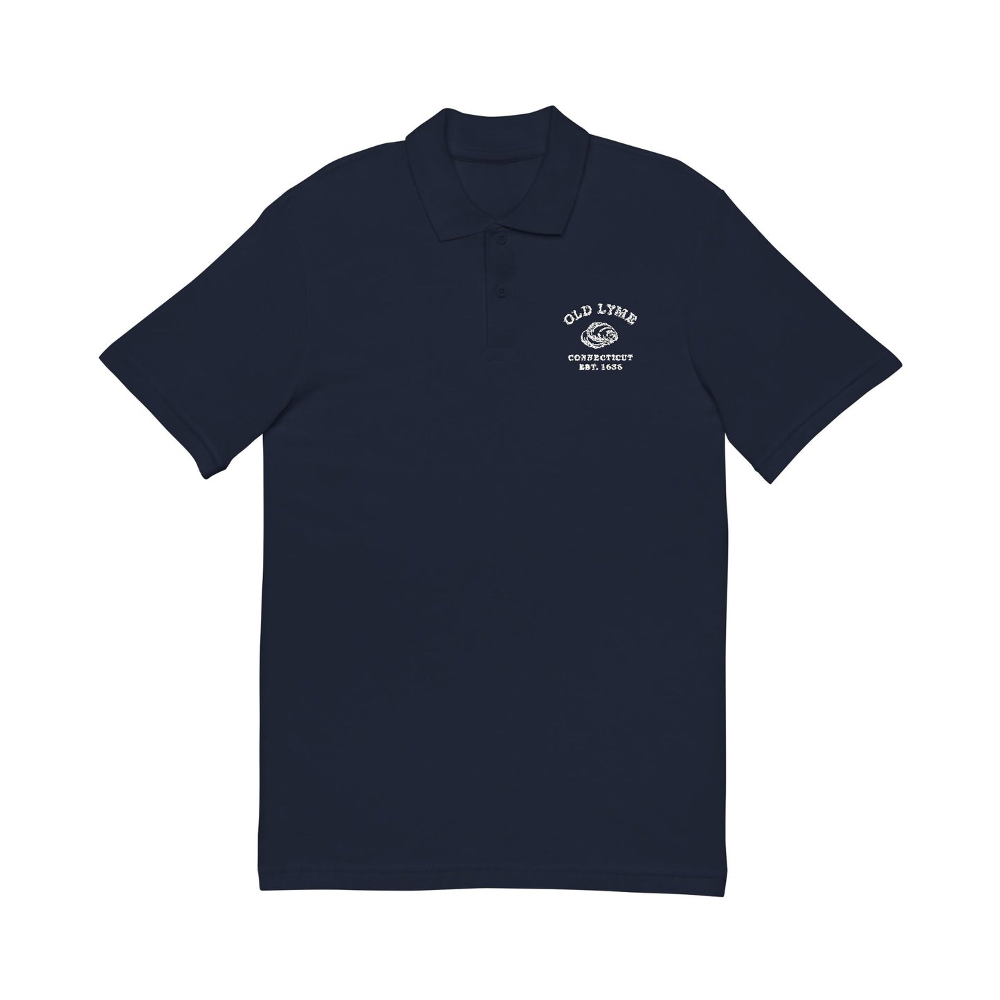 Old Lyme Connecticut Vintage Retro Unisex Embroidered Cotton Polo - White Logo