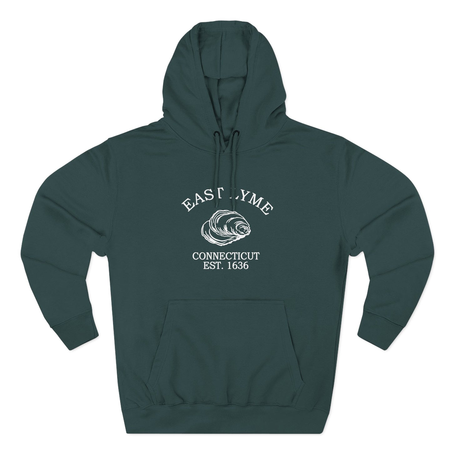 East Lyme Connecticut Vintage Retro Unisex Heavy Cotton Hoodie - White Logo