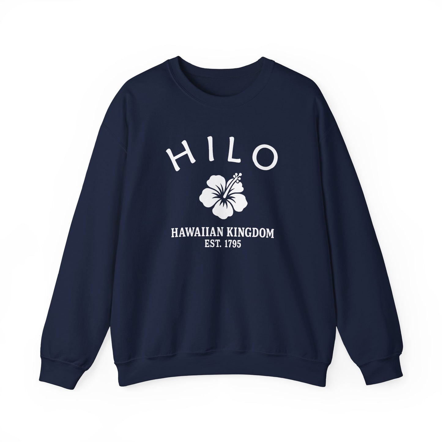 Hilo Hawaii Vintage Retro Unisex Heavy Crewneck Sweatshirt - White Logo