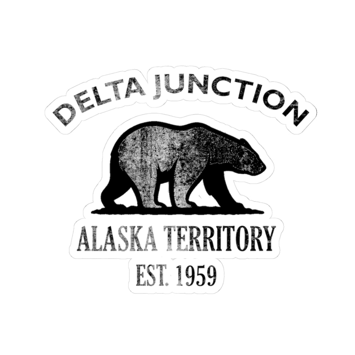 Delta Junction Alaska Vintage Retro Vinyl Sticker - Black Logo