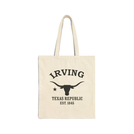 Irving Texas Vintage Retro Cotton Canvas Tote Bag - Black Logo