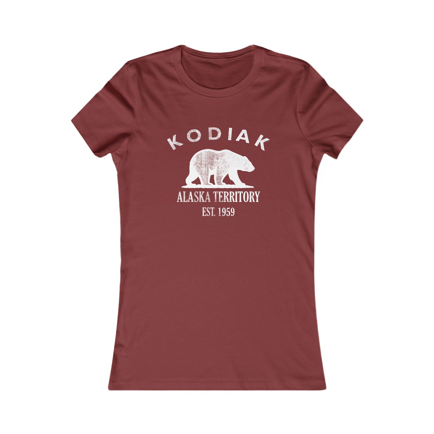 Kodiak Alaska Vintage Retro Womens Fitted Ringspun Cotton Tee - White Logo