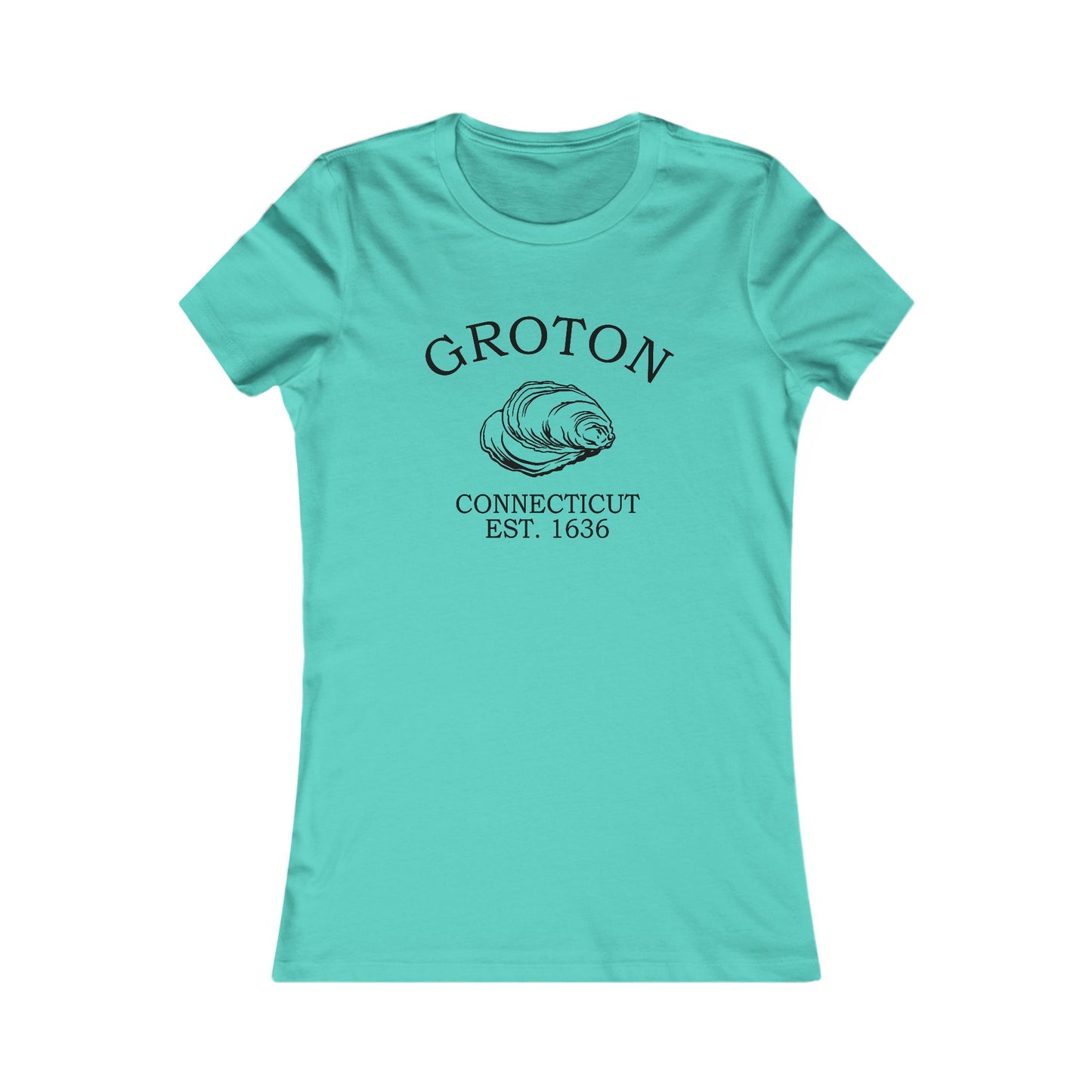 Groton Connecticut Vintage Retro Womens Fitted Ringspun Cotton Tee - Black Logo