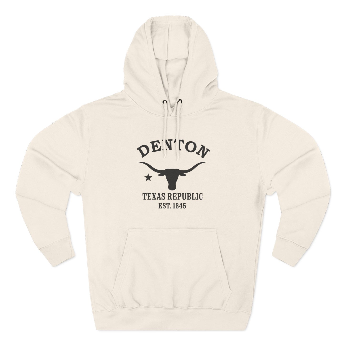 Denton Texas Vintage Retro Unisex Heavy Cotton Hoodie - Black Logo