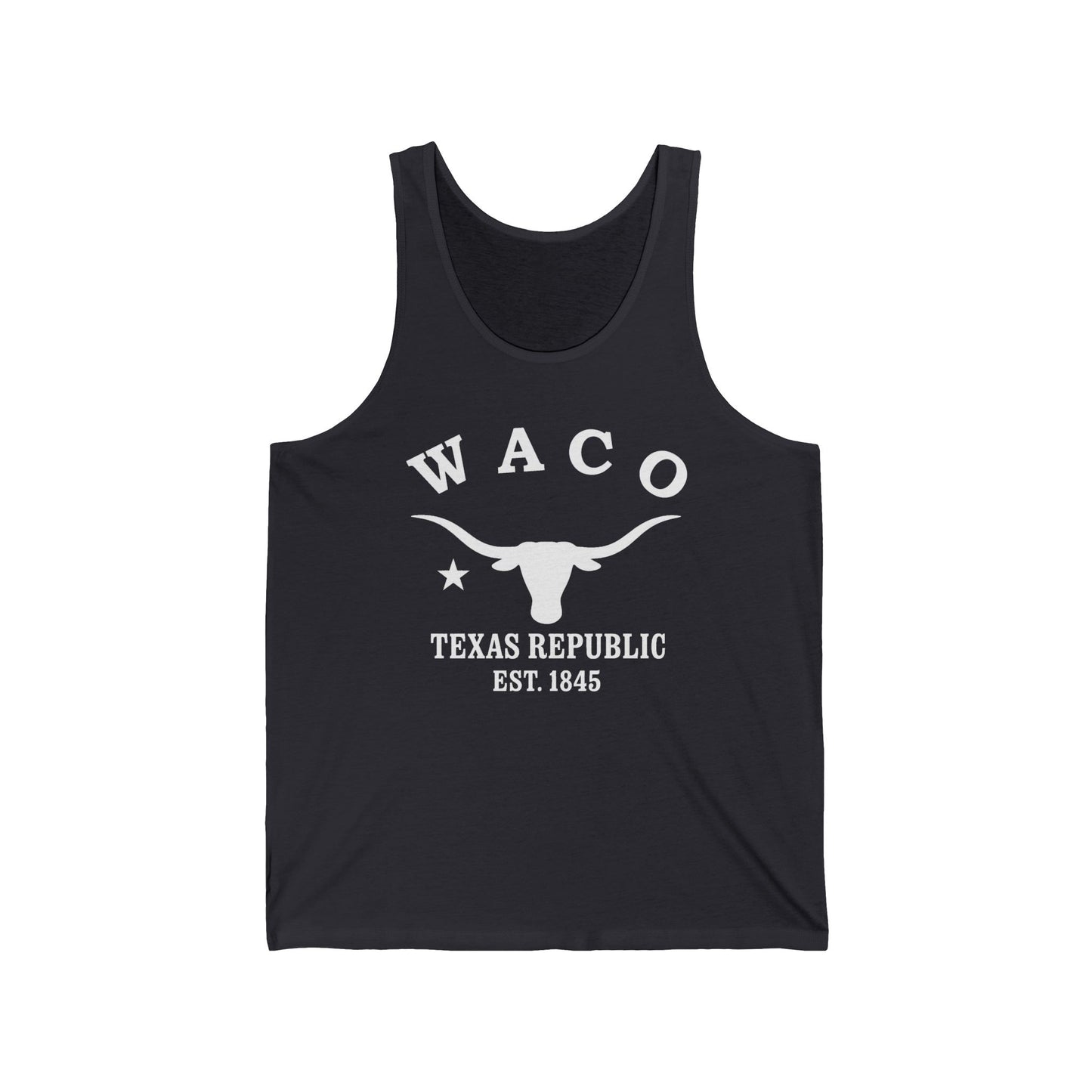 Waco Texas Unisex Cotton Jersey Tank Top - White Logo