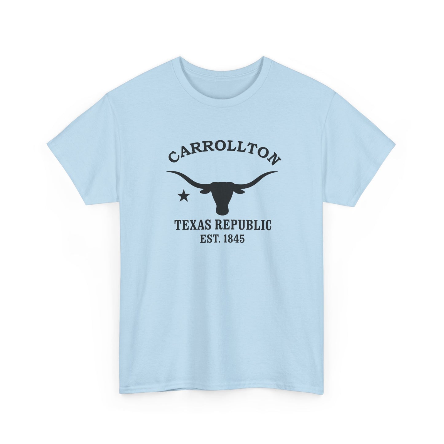 Carrollton Texas Vintage Retro Unisex Heavy Cotton Tee - Black Logo