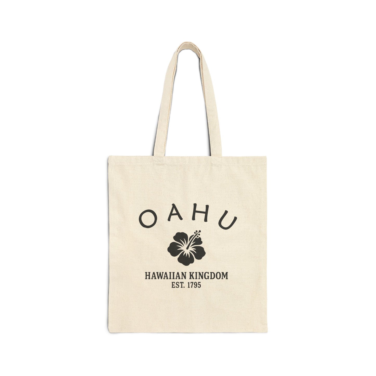 Oahu Hawaii Vintage Retro Cotton Canvas Tote Bag - Black Logo