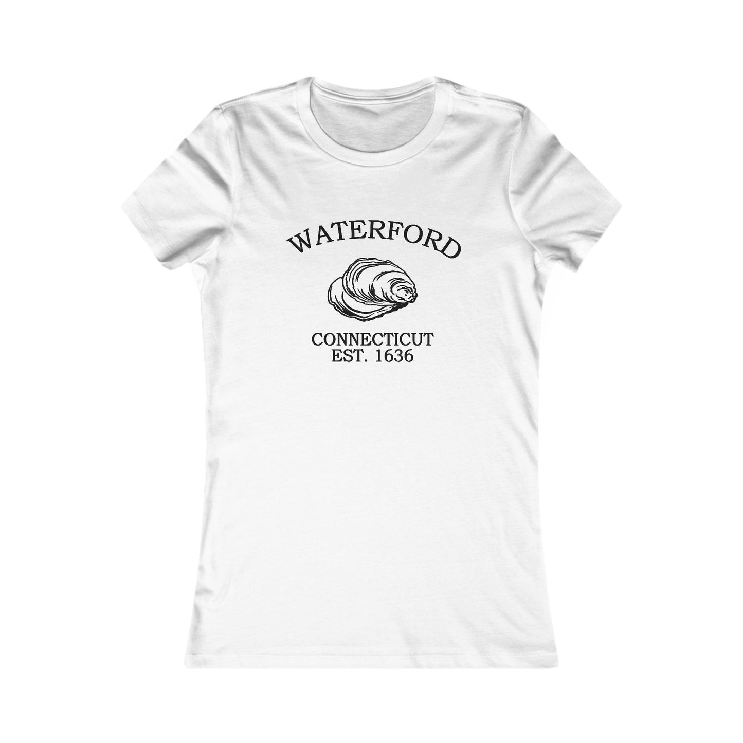 Waterford Connecticut Vintage Retro Womens Fitted Ringspun Cotton Tee - Black Logo