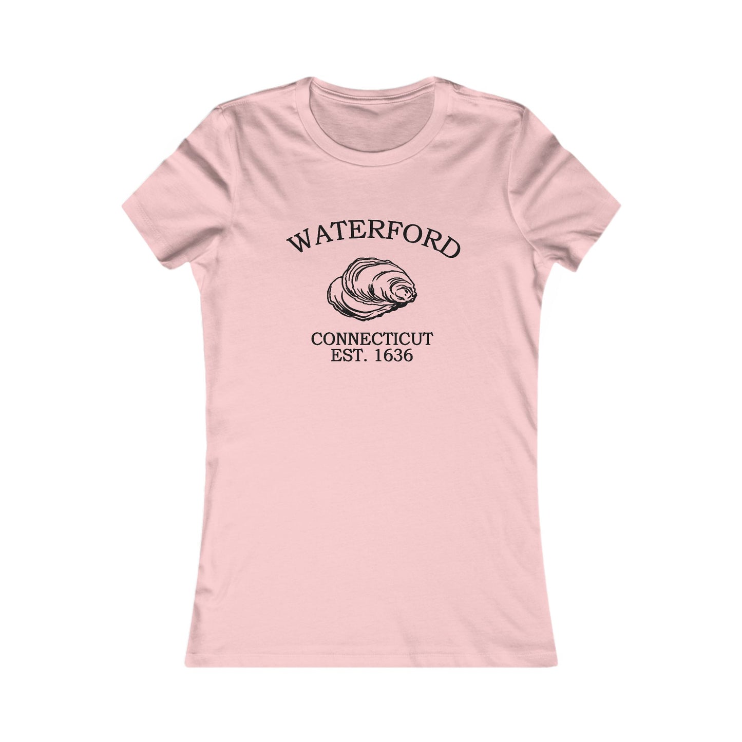 Waterford Connecticut Vintage Retro Womens Fitted Ringspun Cotton Tee - Black Logo