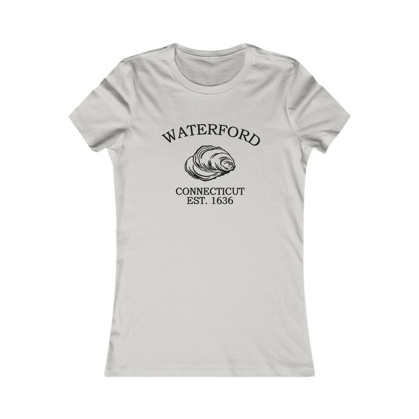 Waterford Connecticut Vintage Retro Womens Fitted Ringspun Cotton Tee - Black Logo