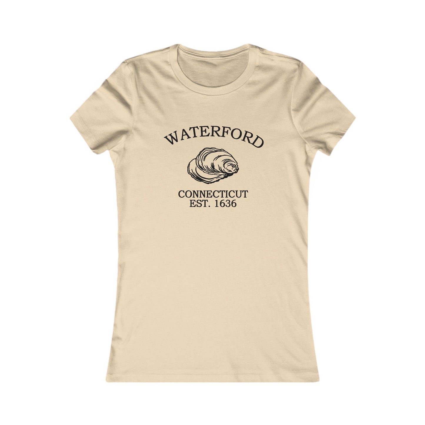 Waterford Connecticut Vintage Retro Womens Fitted Ringspun Cotton Tee - Black Logo