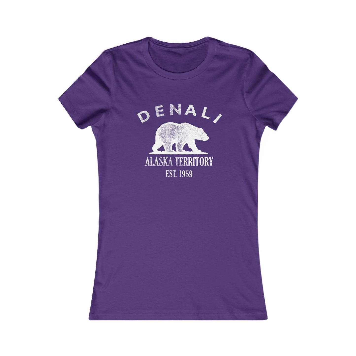 Denali Alaska Vintage Retro Womens Fitted Ringspun Cotton Tee - White Logo