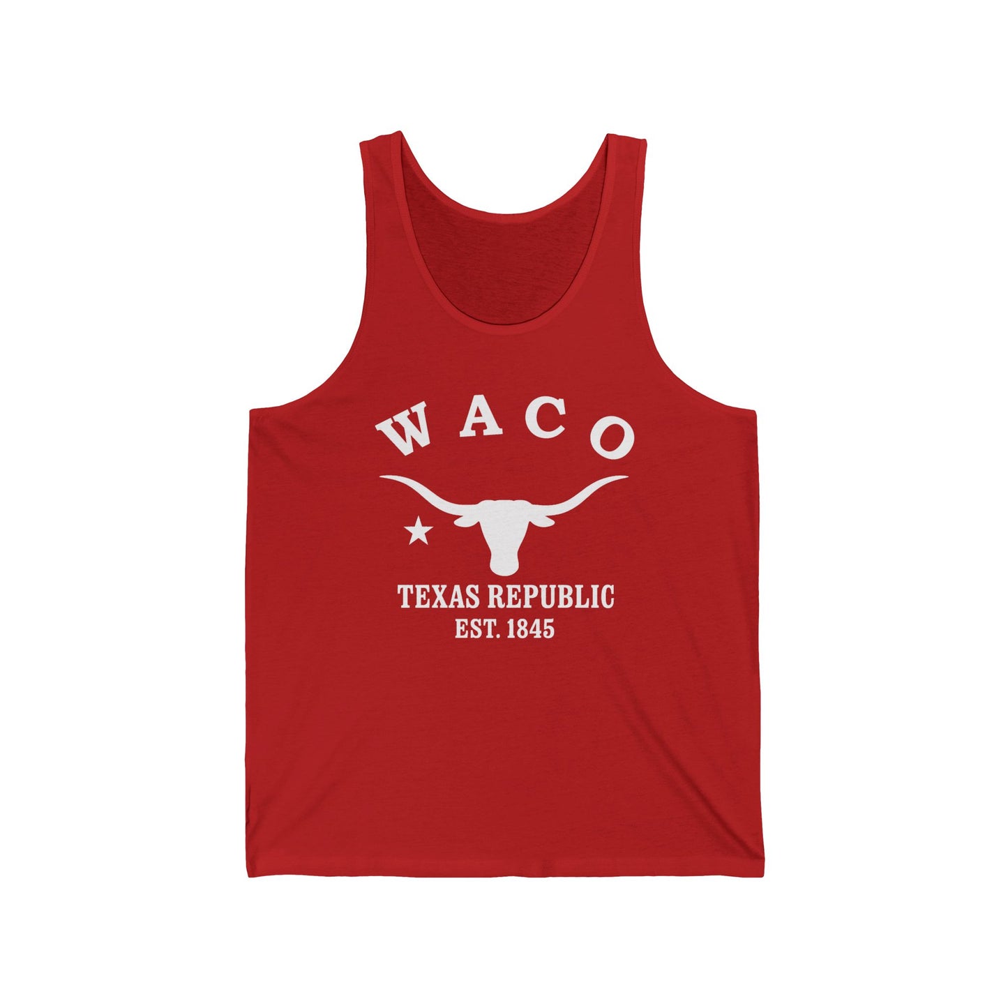 Waco Texas Unisex Cotton Jersey Tank Top - White Logo