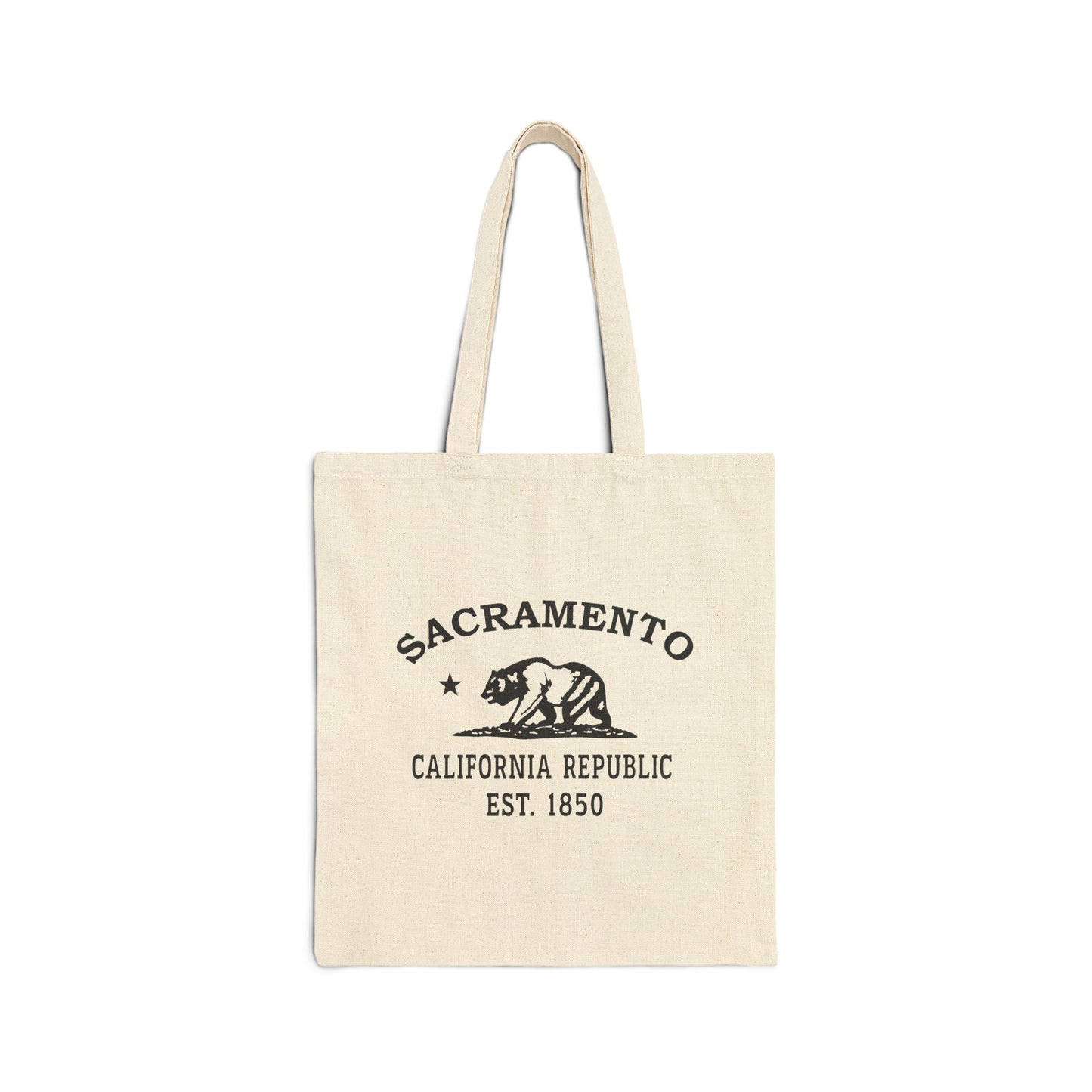 Sacramento California Vintage Retro Cotton Canvas Tote Bag - Black Logo