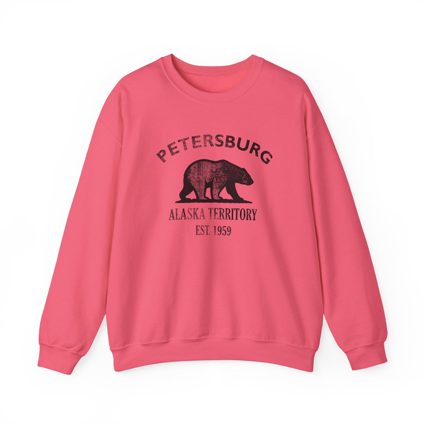 Petersburg Alaska Vintage Retro Unisex Heavy Crewneck Sweatshirt - Black Logo