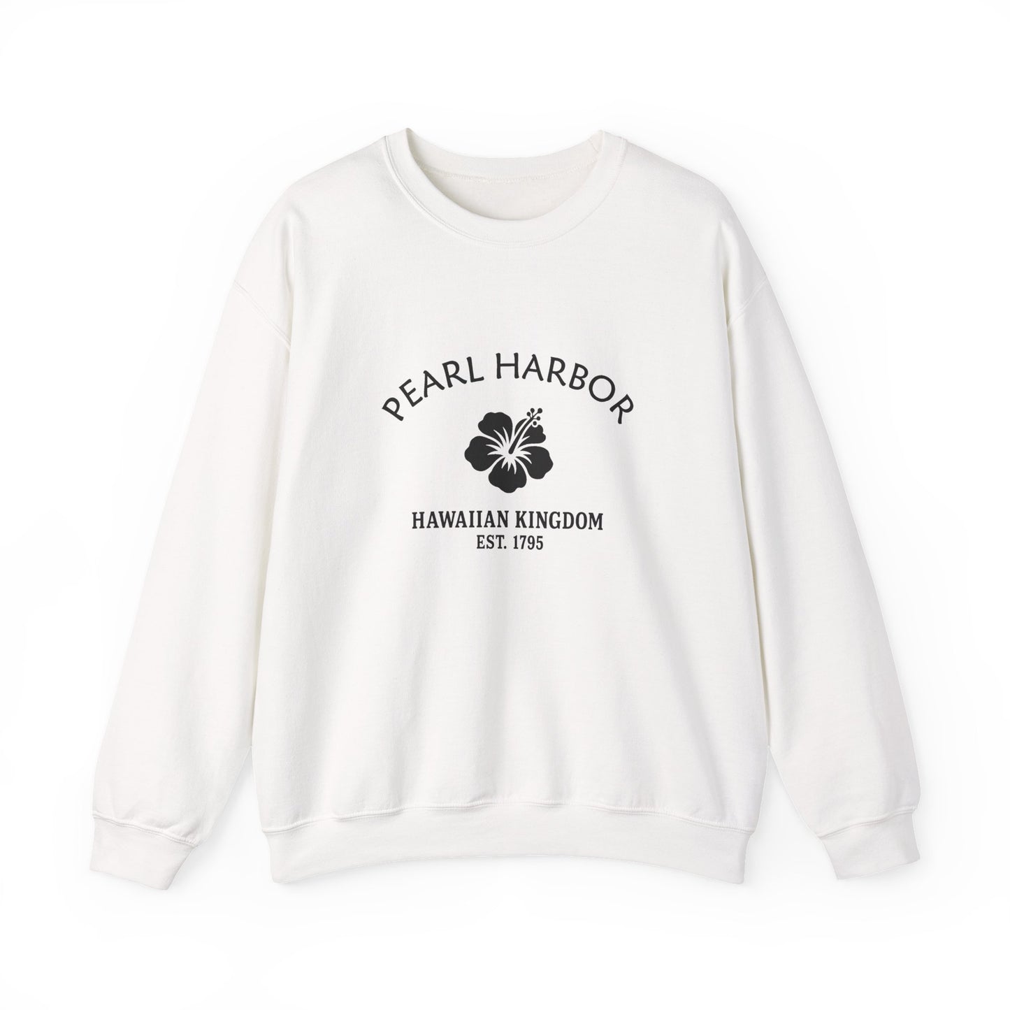 Pearl Harbor Hawaii Vintage Retro Unisex Heavy Crewneck Sweatshirt - Black Logo