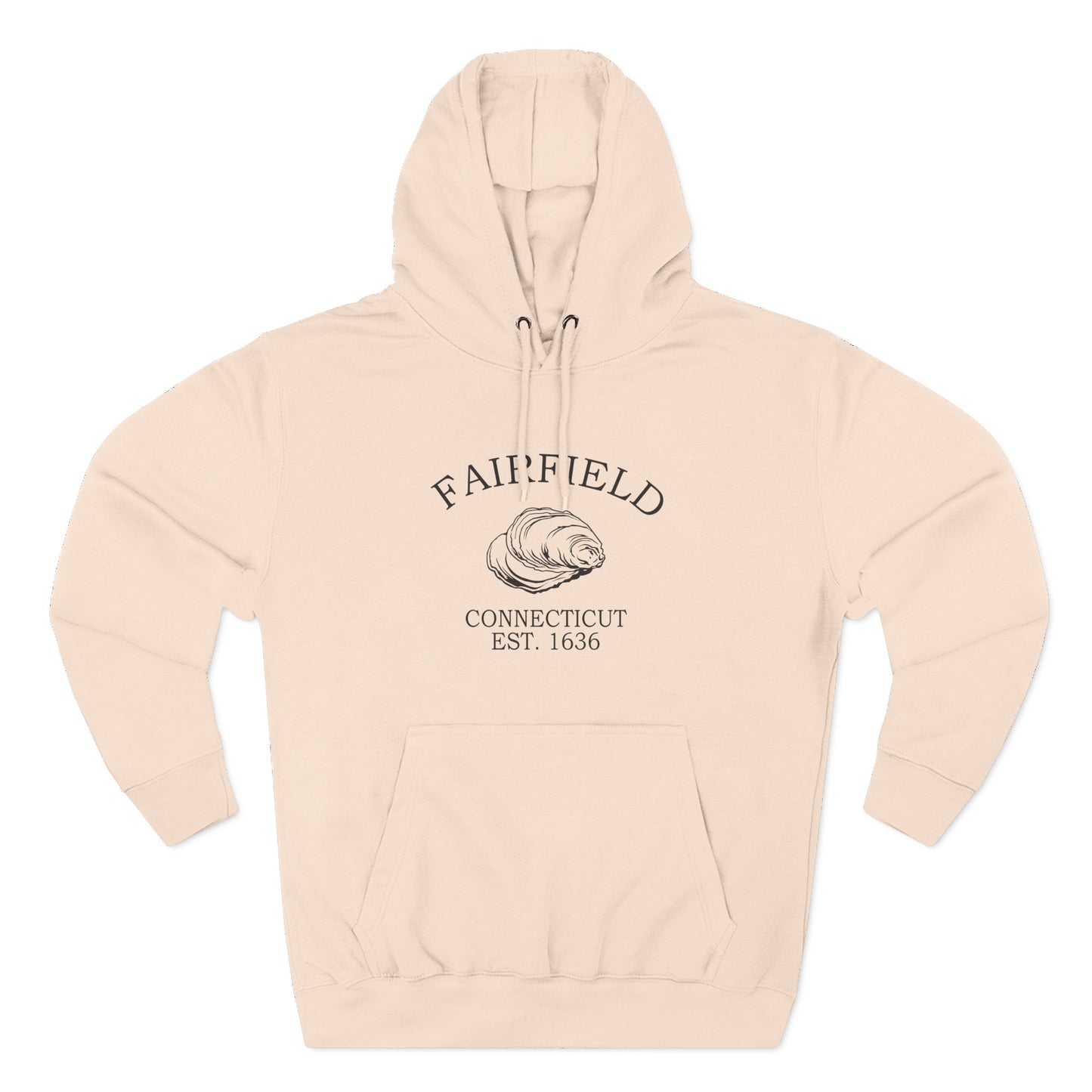 Fairfield Connecticut Vintage Retro Unisex Heavy Cotton Hoodie - Black Logo