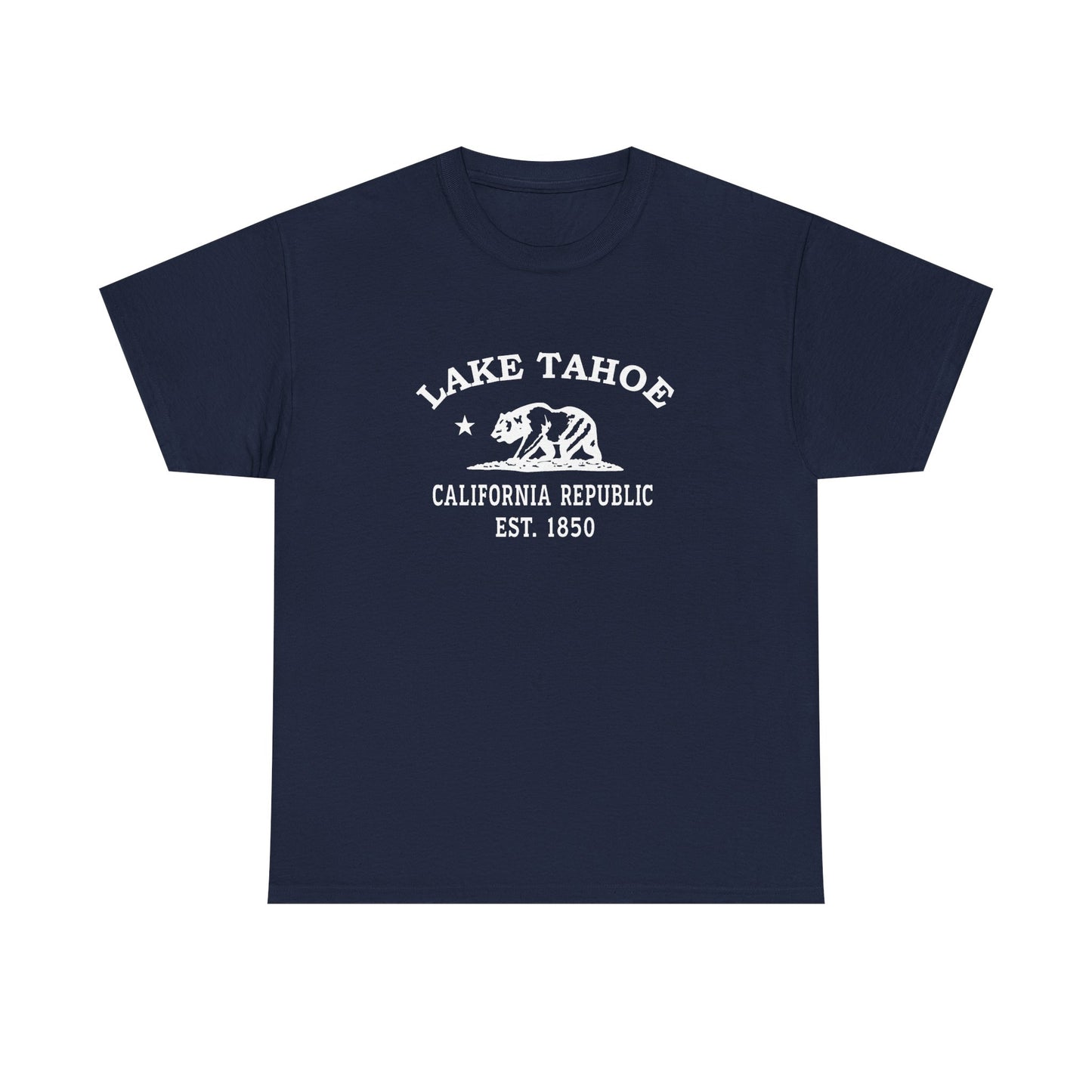 Lake Tahoe California Vintage Retro Unisex Heavy Cotton Tee - White Logo