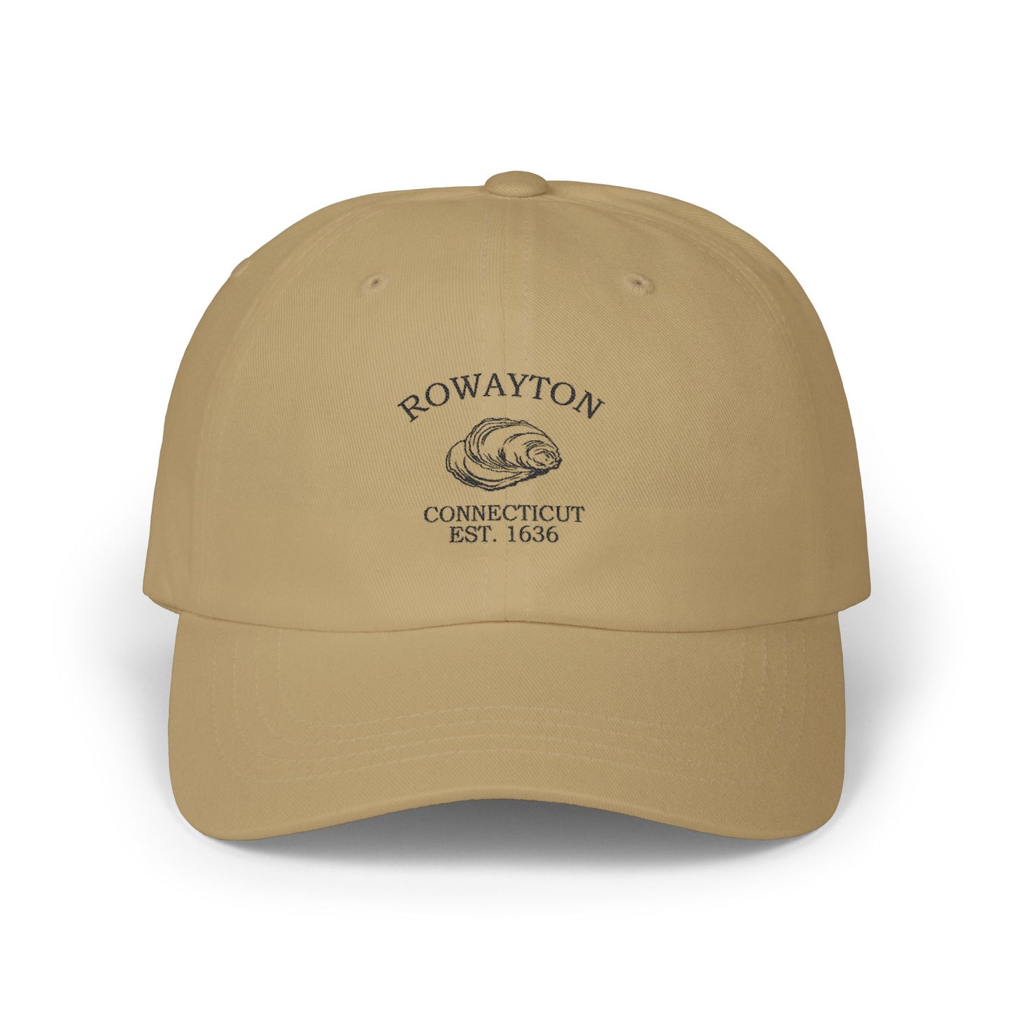 Rowayton Connecticut Vintage Retro Embroidered Cotton Cap - Black Logo