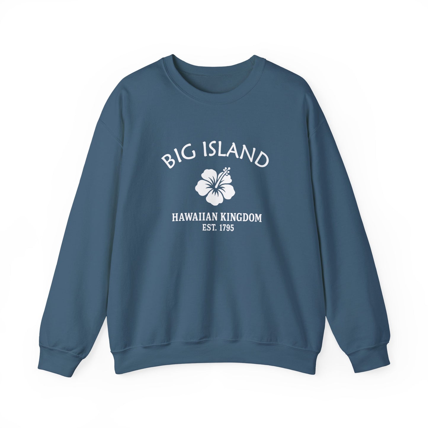 Big Island Hawaii Vintage Retro Unisex Heavy Crewneck Sweatshirt - White Logo