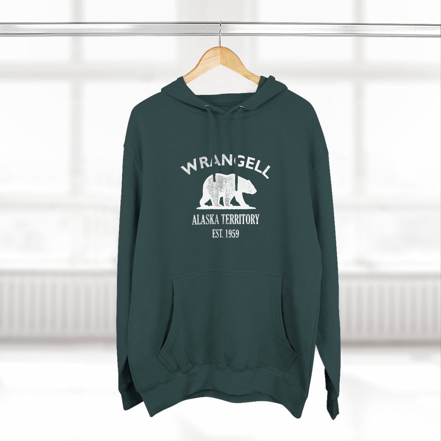Wrangell Alaska Vintage Retro Unisex Heavy Cotton Hoodie - White Logo
