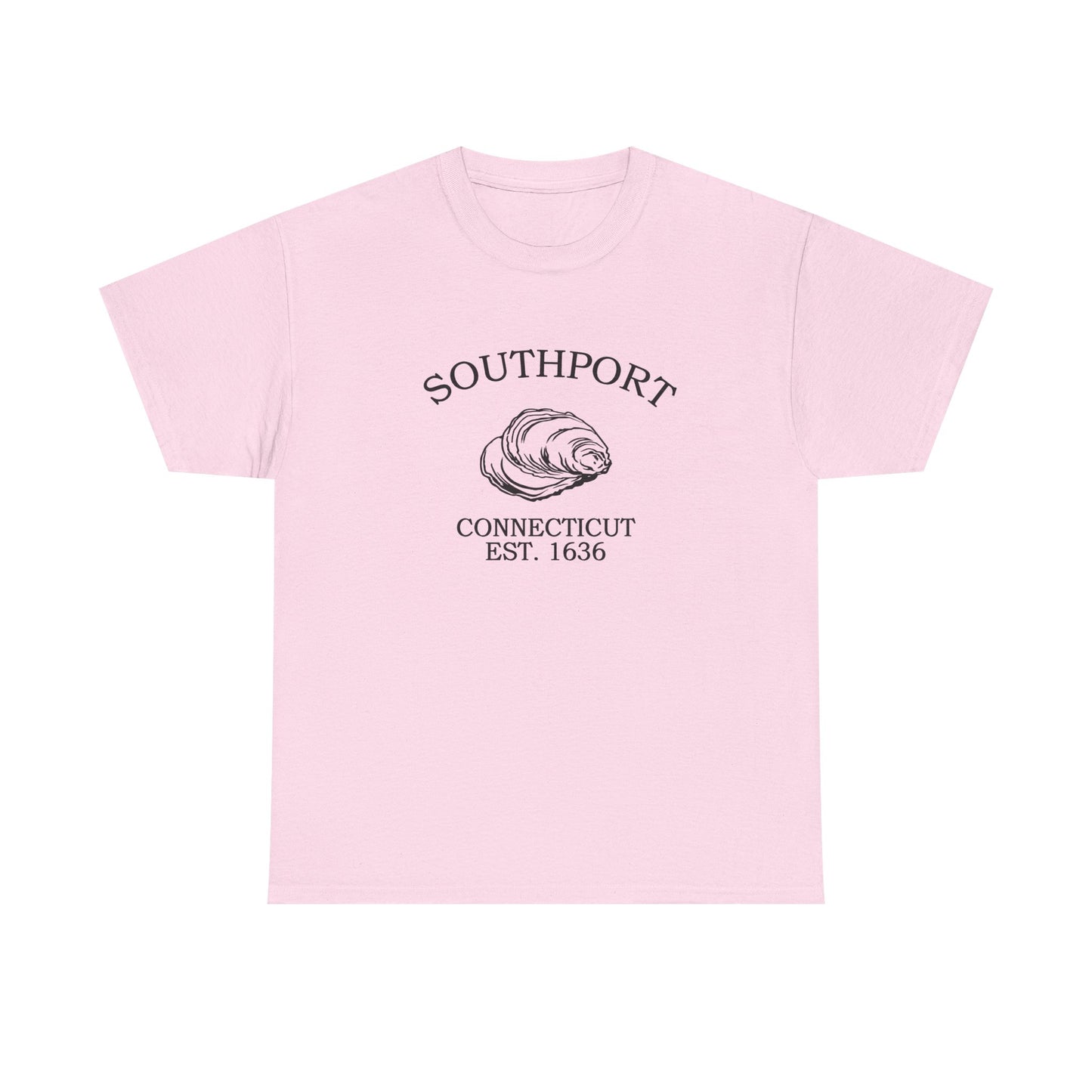 Southport Connecticut Vintage Retro Unisex Heavy Cotton Tee - Black Logo
