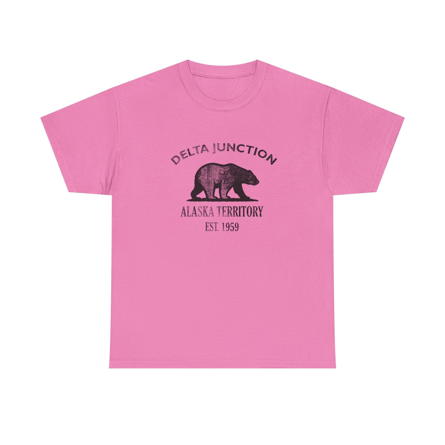 Delta Junction Alaska Vintage Retro Unisex Heavy Cotton Tee - Black Logo