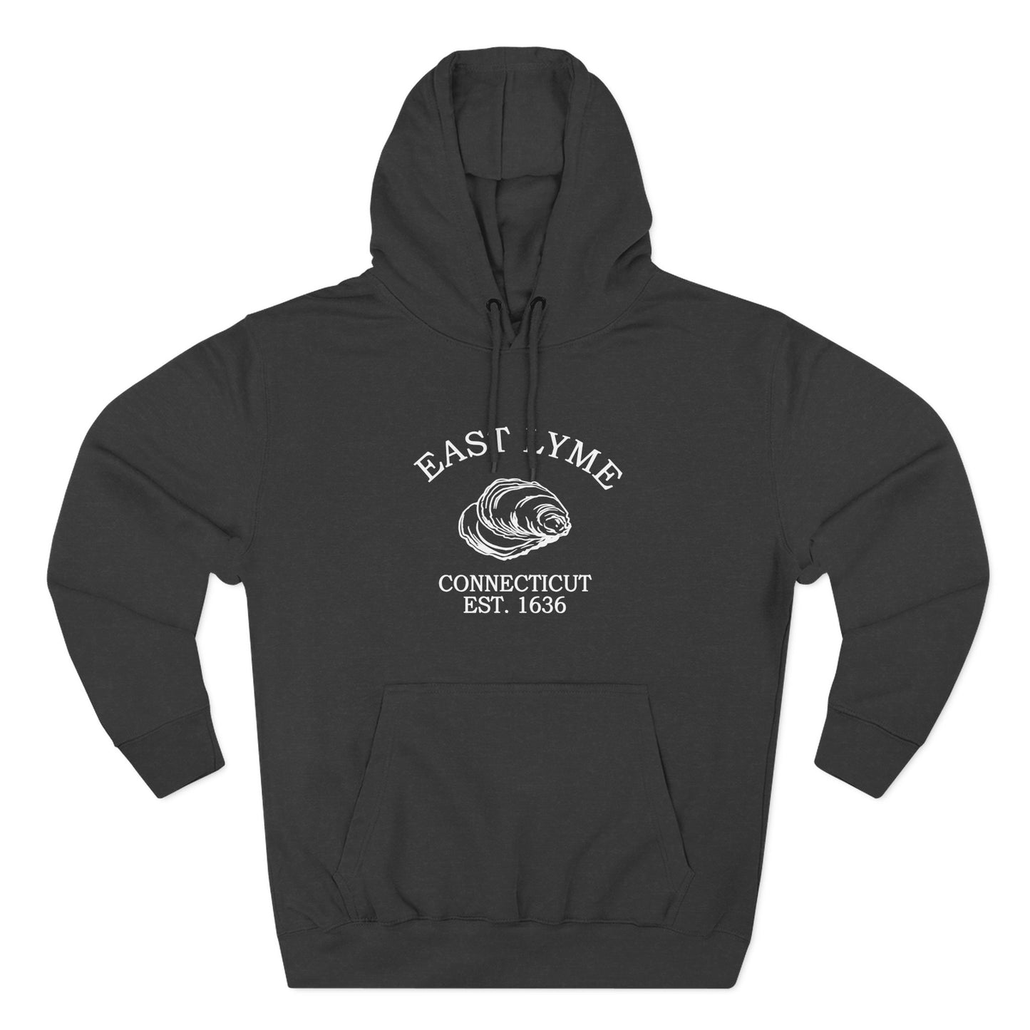 East Lyme Connecticut Vintage Retro Unisex Heavy Cotton Hoodie - White Logo