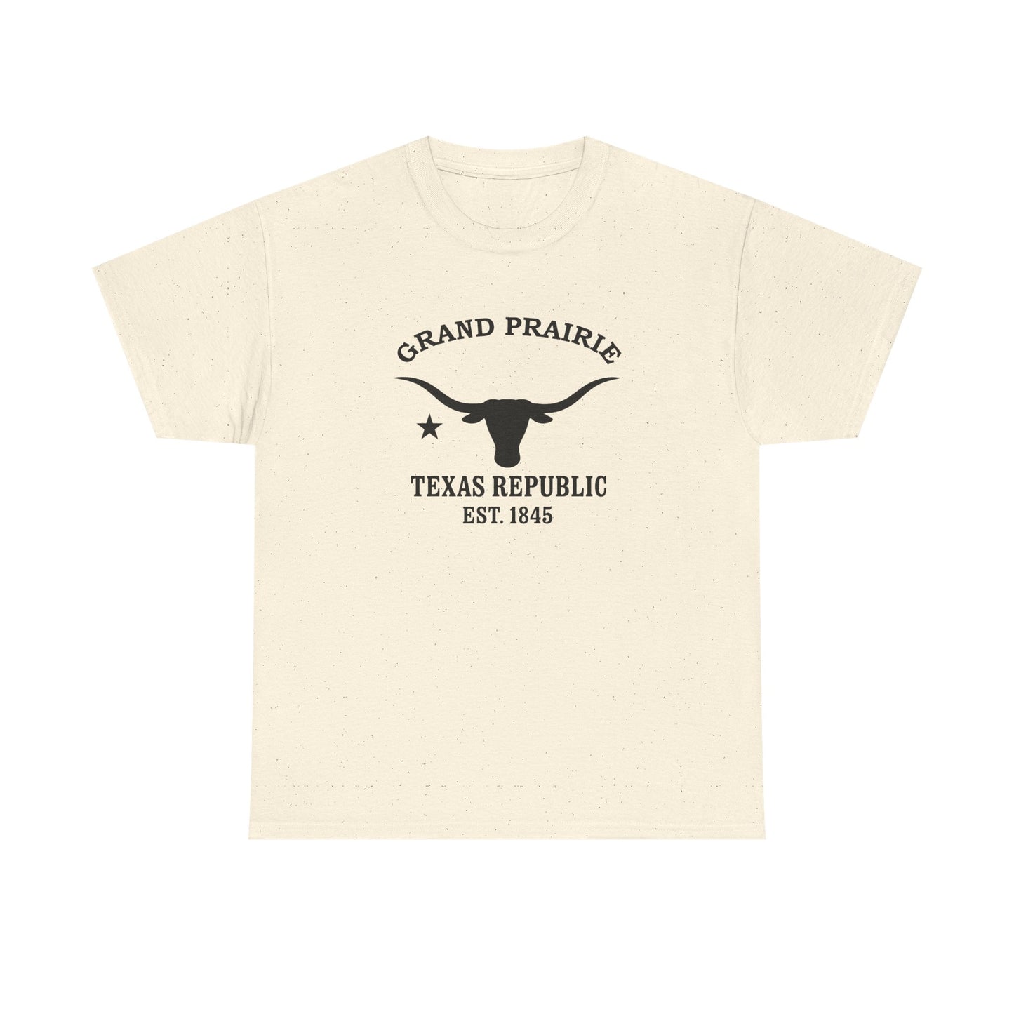 Grand Prairie Texas Vintage Retro Unisex Heavy Cotton Tee - Black Logo