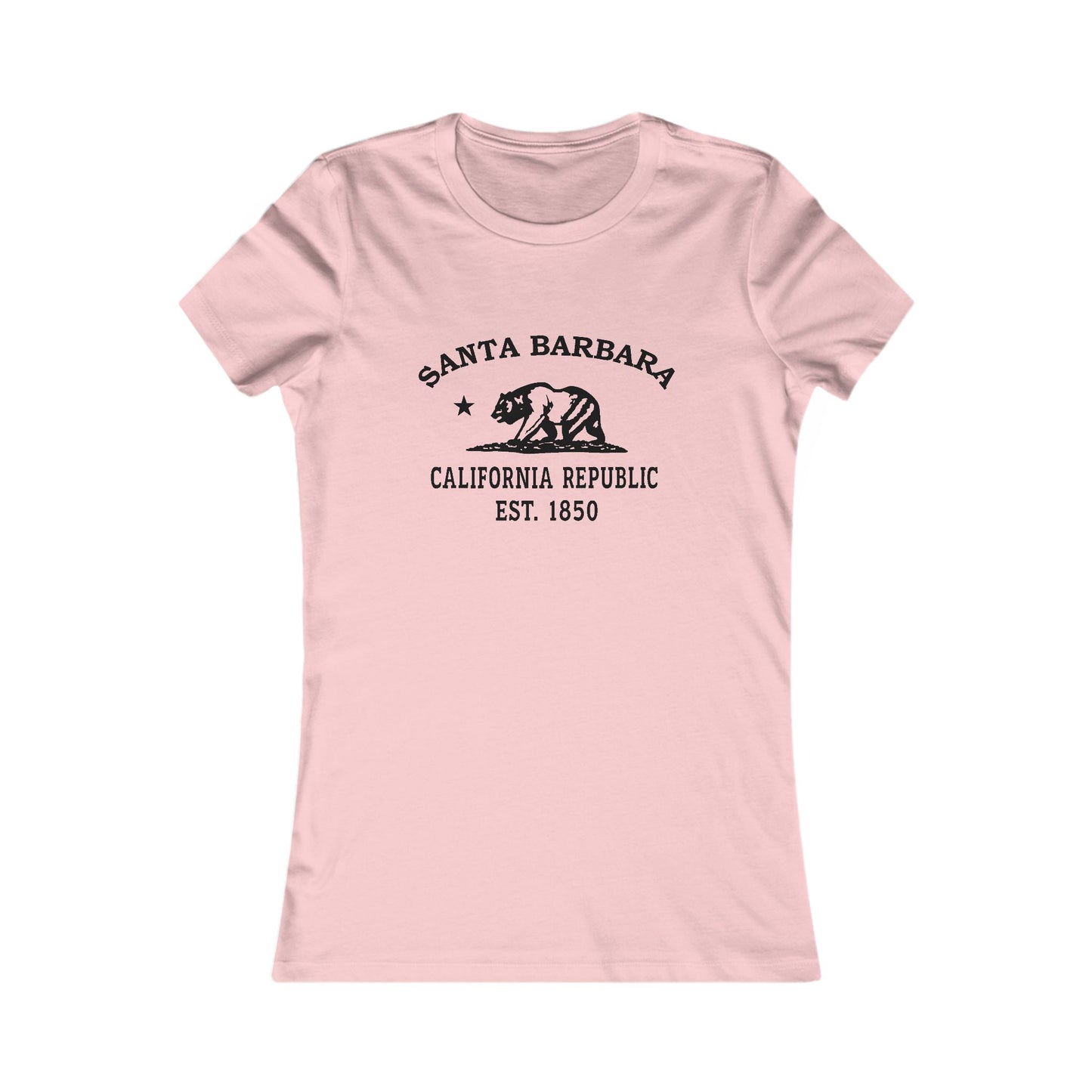 Santa Barbara California Ringspun Cotten Fitted Vintage Retro Womens Tee - Black Logo