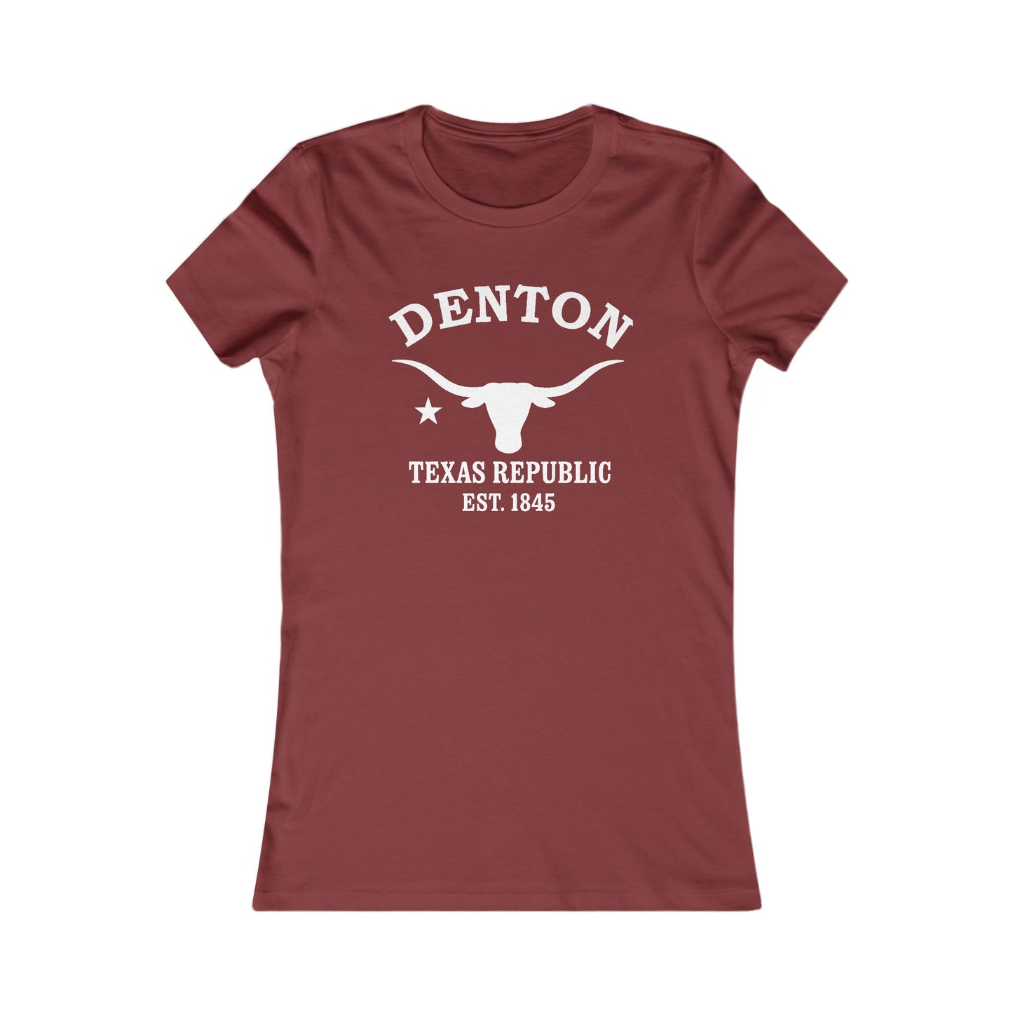 Denton Texas Vintage Retro Womens Fitted Ringspun Cotton Tee - White Logo