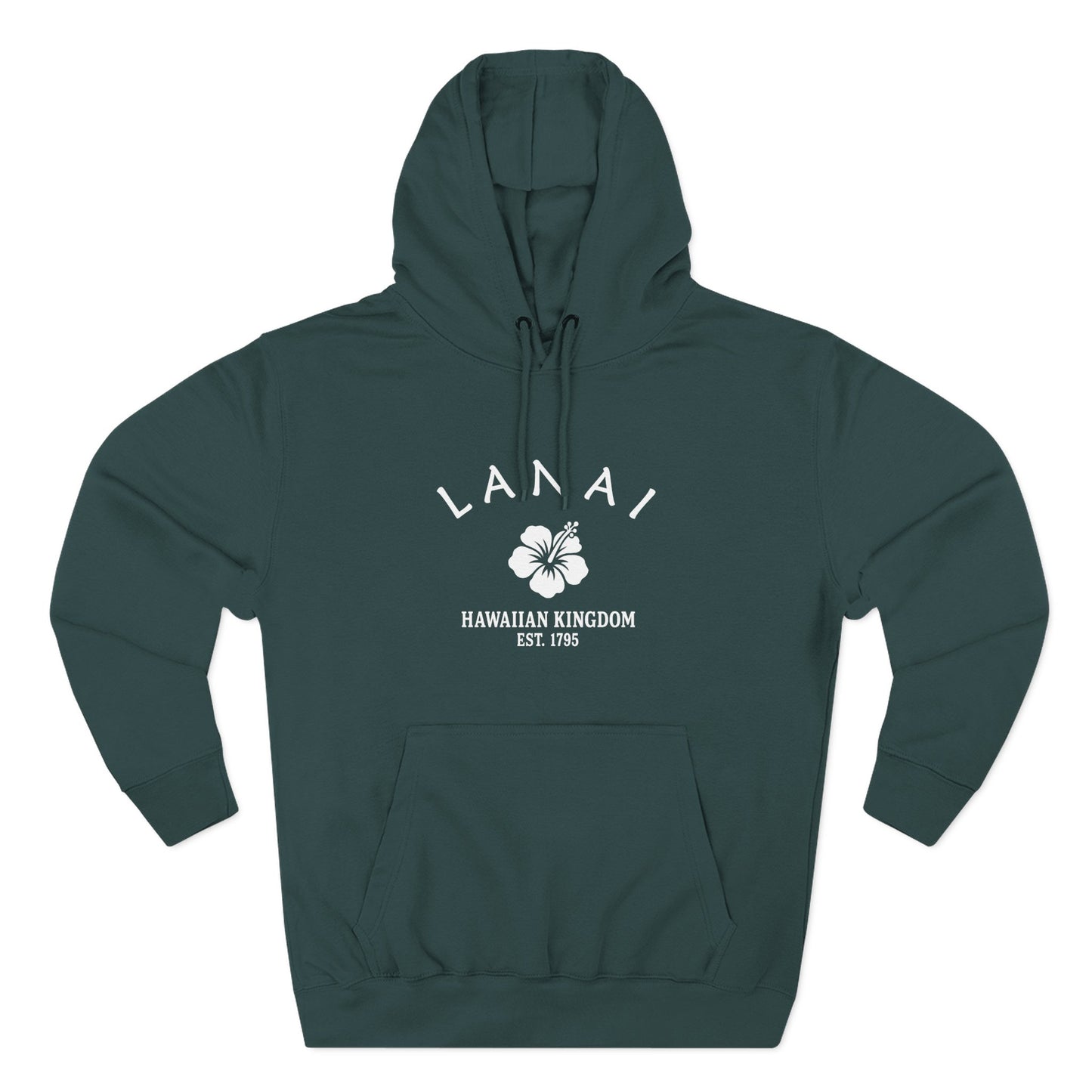 Lanai Hawaii Vintage Retro Unisex Heavy Cotton Hoodie - White Logo