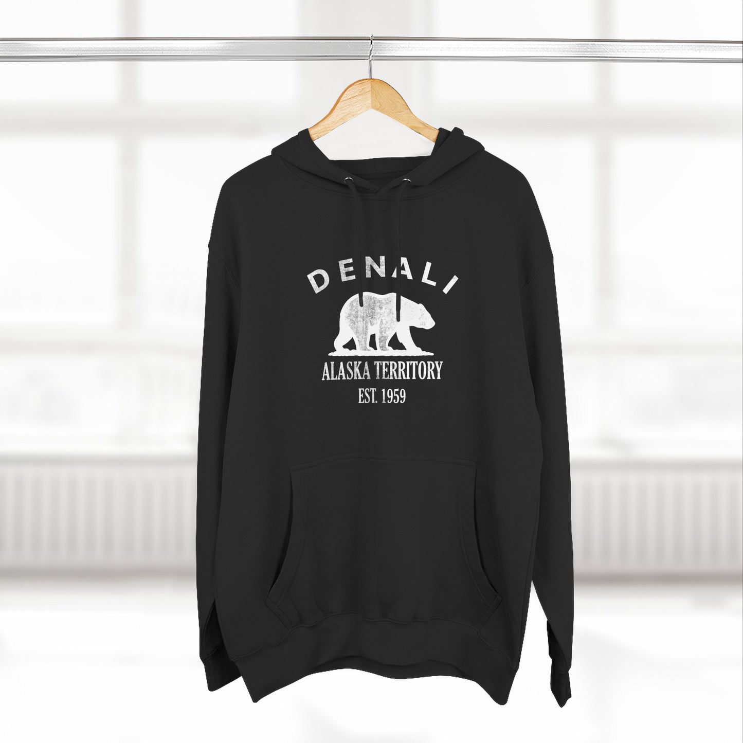 Denali Alaska Vintage Retro Unisex Heavy Cotton Hoodie - White Logo