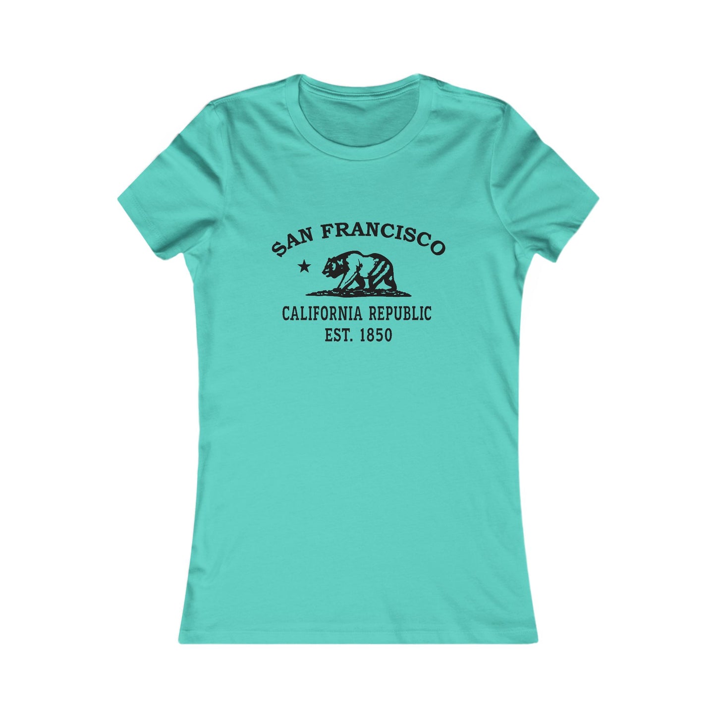 San Francisco California Ringspun Cotten Fitted Vintage Retro Womens Tee - Black Logo
