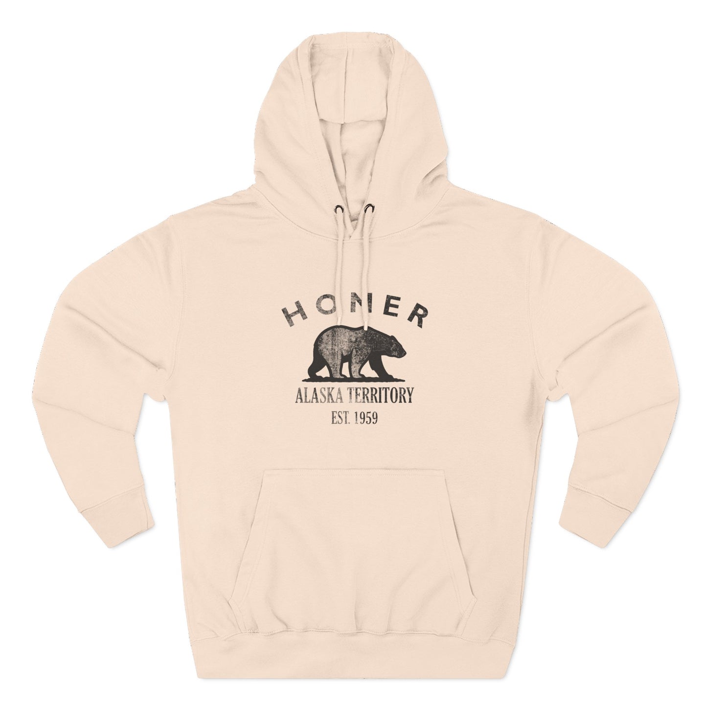 Homer Alaska Vintage Style Unisex Heavy Cotton Hoodie - Black Retro Bear Logo, Pale Pink