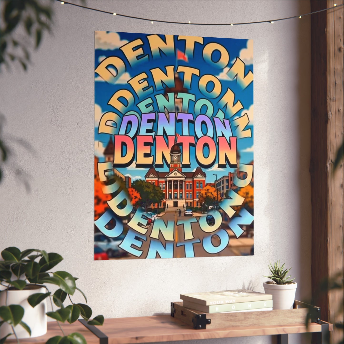 Denton Texas Vintage Retro Giclée Print Art Series Poster