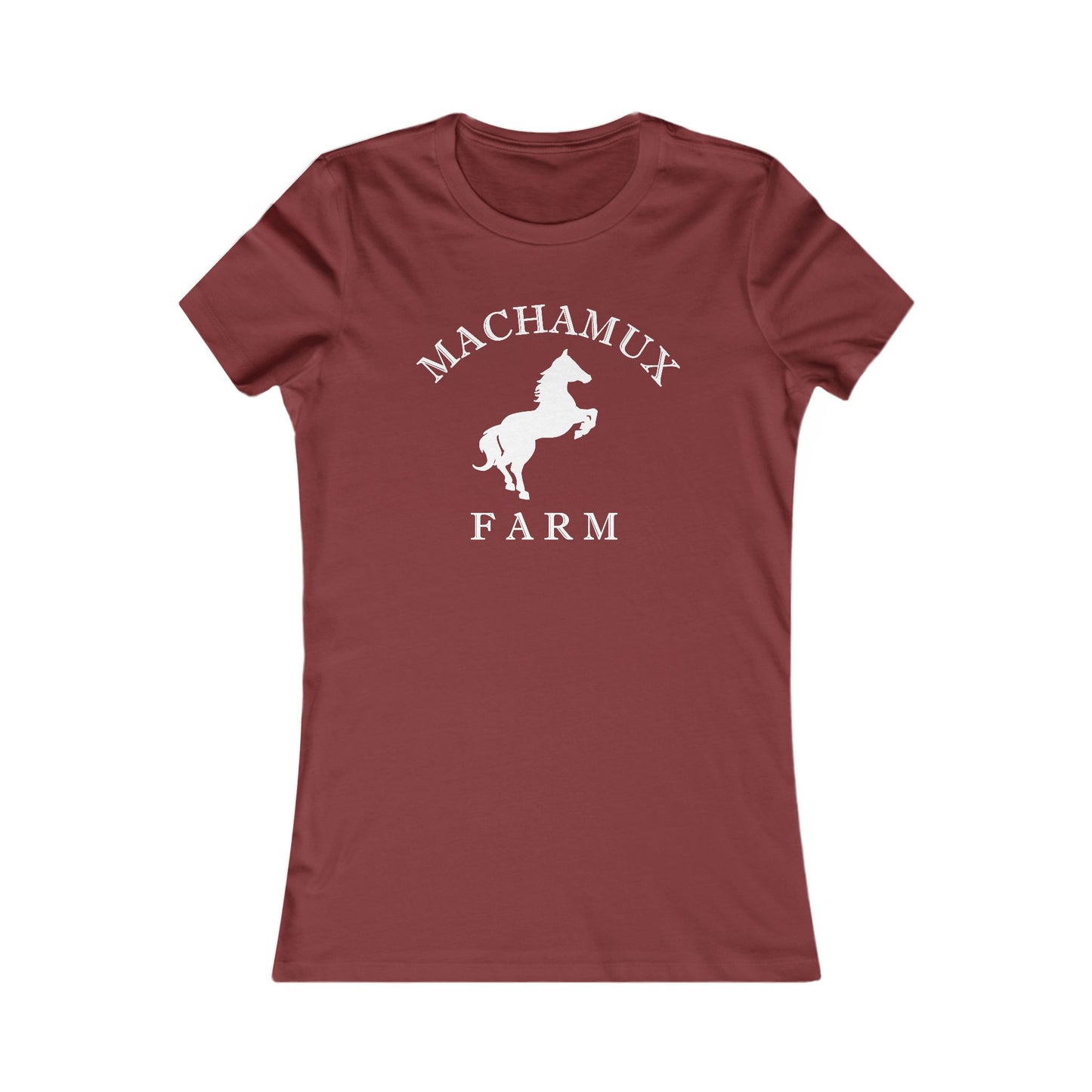 Machamux Farm Vintage Retro Womens Fitted Ringspun Cotton Tee - White Logo