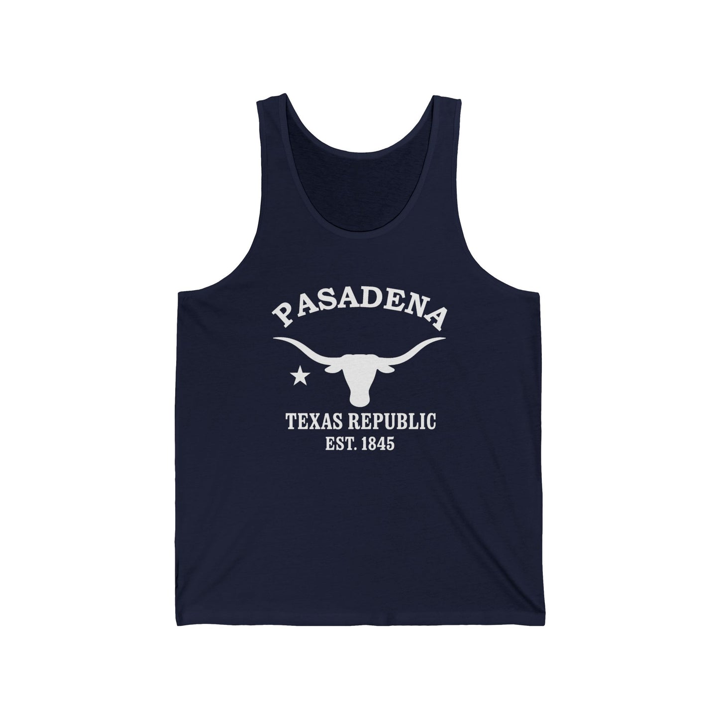 Pasadena Texas Vintage Retro Unisex Cotton Jersey Tank Top - White Logo