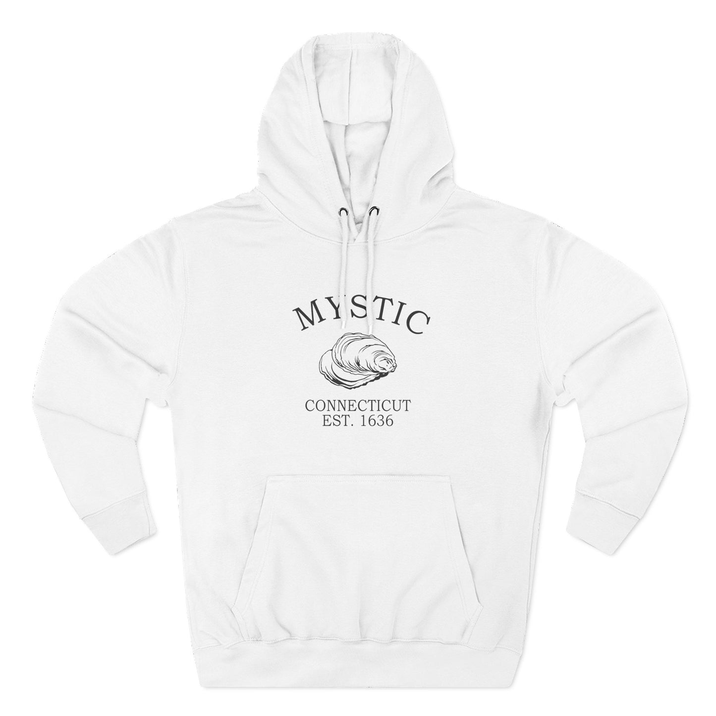 Mystic Connecticut Vintage Retro Unisex Heavy Cotton Hoodie - Black Logo