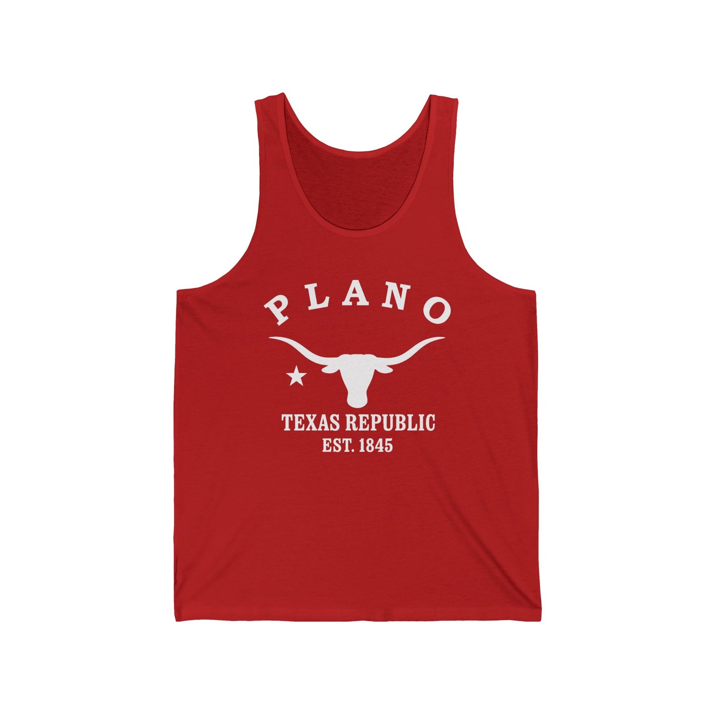 Plano Texas Unisex Cotton Jersey Tank Top - White Logo