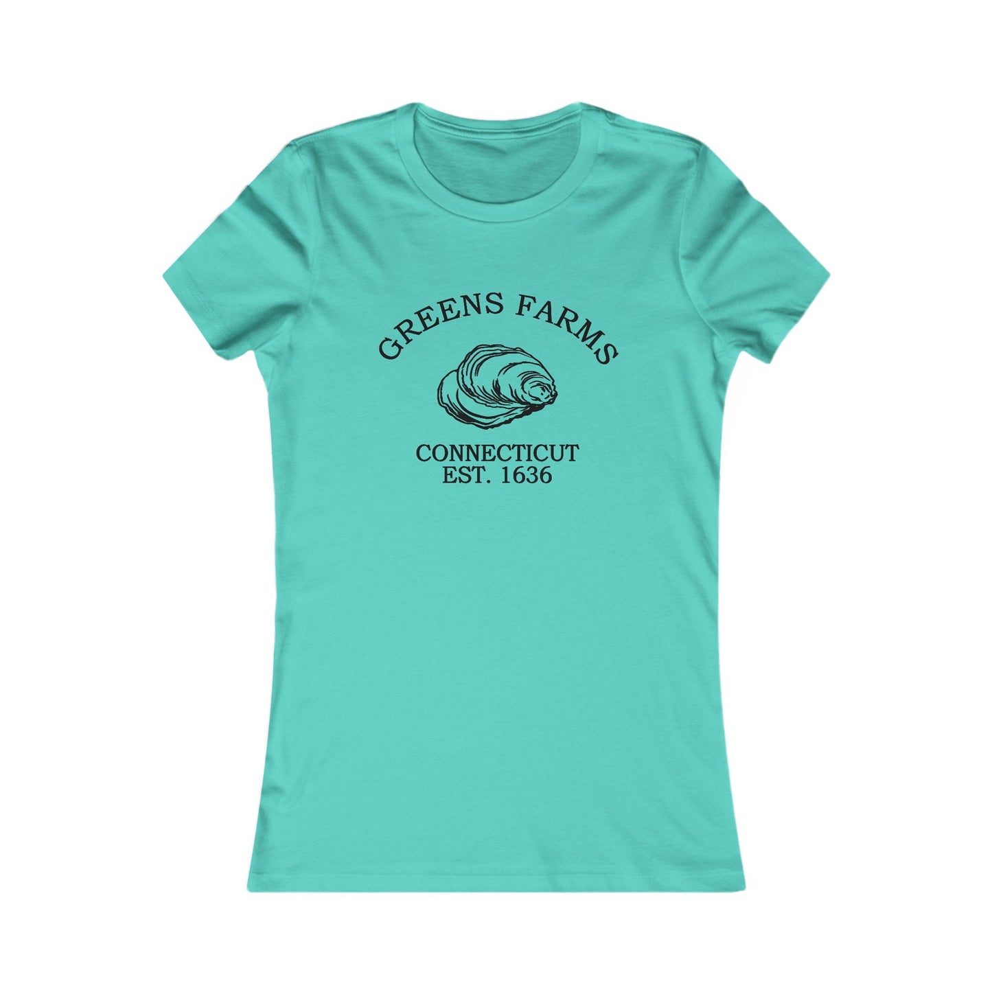 Greens Farms Connecticut Vintage Retro Womens Fitted Ringspun Cotton Tee - Black Logo