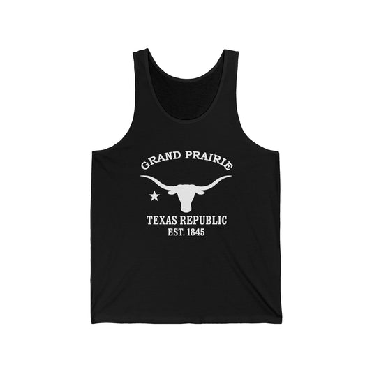 Grand Prairie Texas Vintage Retro Unisex Cotton Jersey Tank Top - White Logo