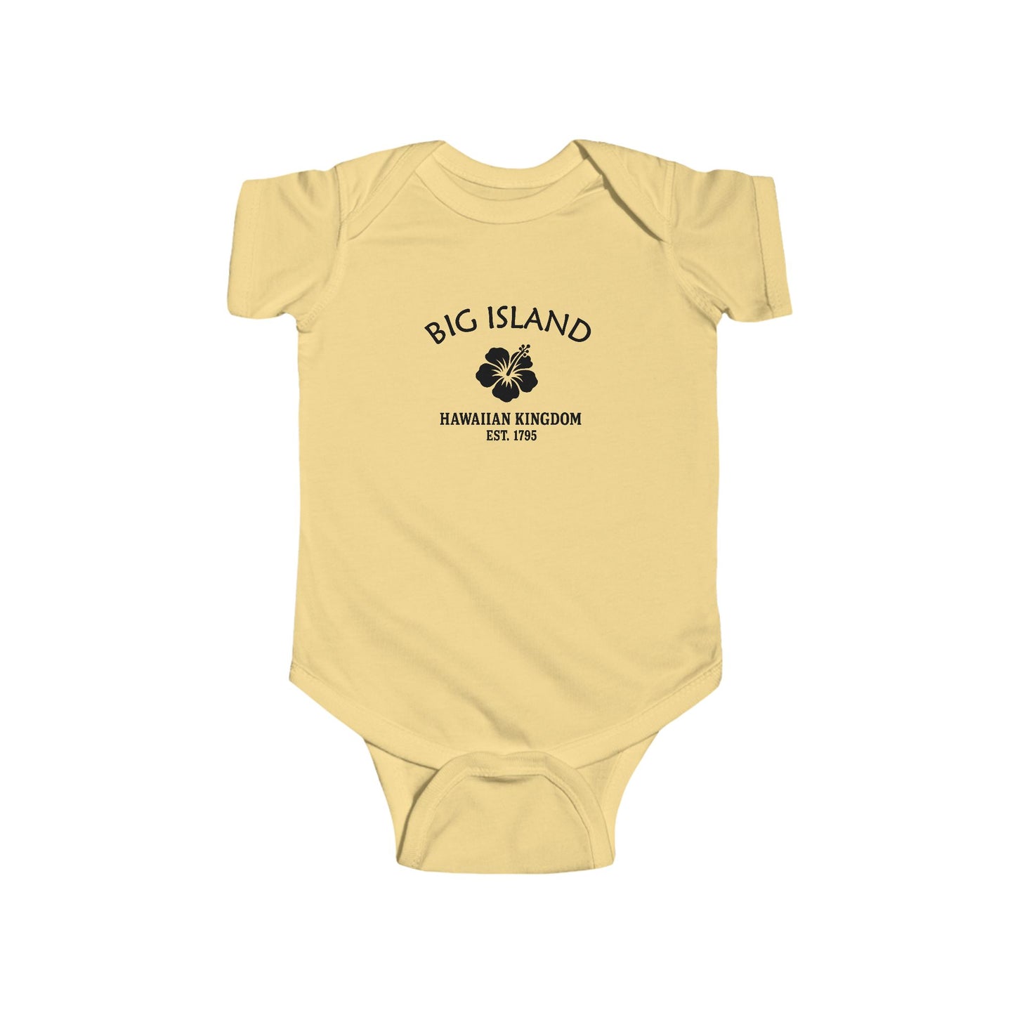 Big Island Hawaii Vintage Retro Cotton Jersey Baby Bodysuit - Black Logo