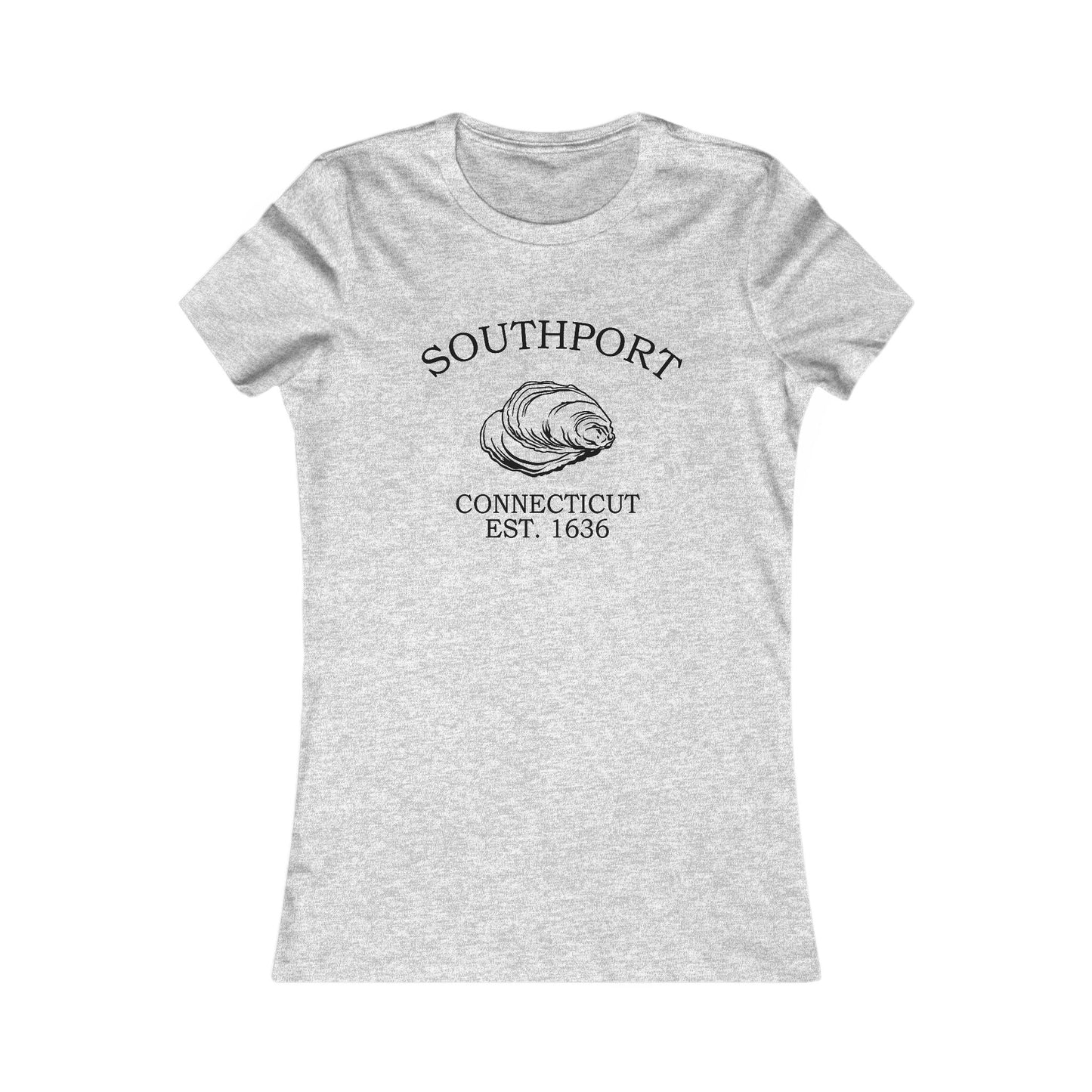 Southport Connecticut Vintage Retro Womens Fitted Ringspun Cotton Tee - Black Logo