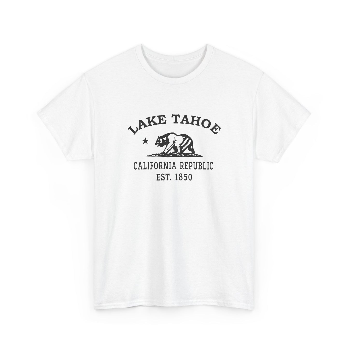Lake Tahoe California Vintage Retro Unisex Heavy Cotton Tee - Black Logo