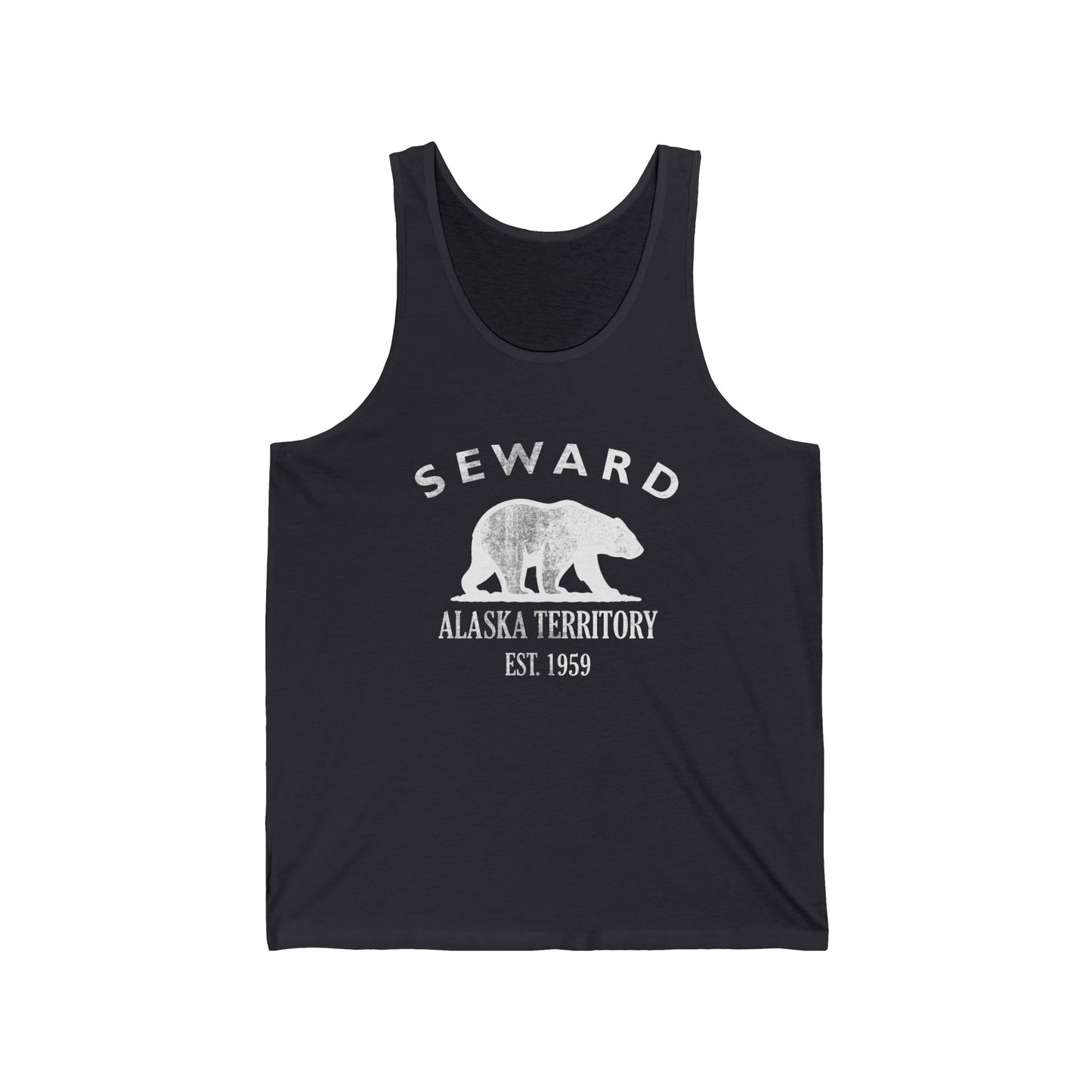Seward Alaska Vintage Retro Unisex Cotton Jersey Tank Top - White Logo