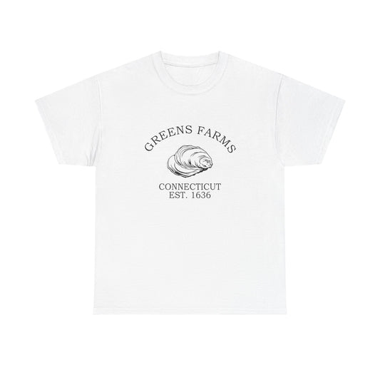 Greens Farms Connecticut Vintage Retro Unisex Heavy Cotton Tee - Black Logo