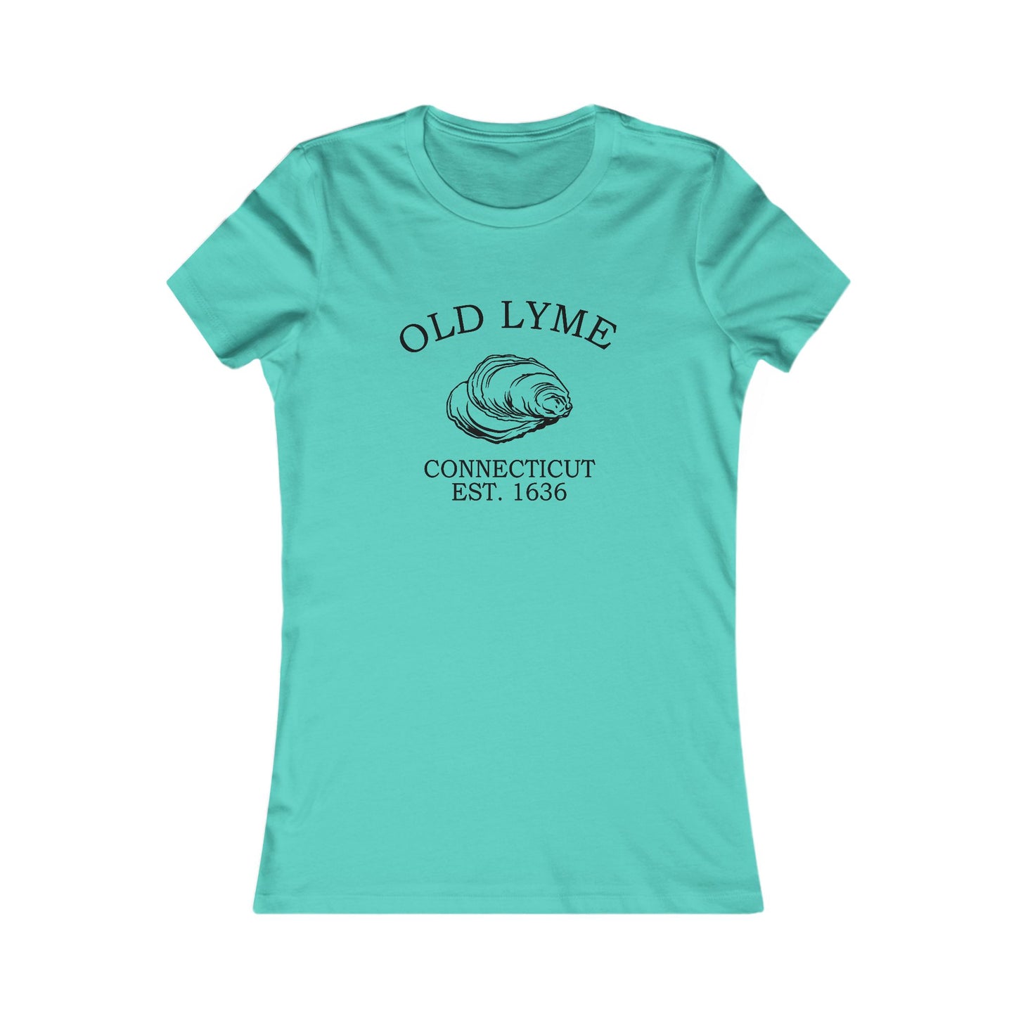 Old Lyme Connecticut Vintage Retro Womens Fitted Ringspun Cotton Tee - Black Logo