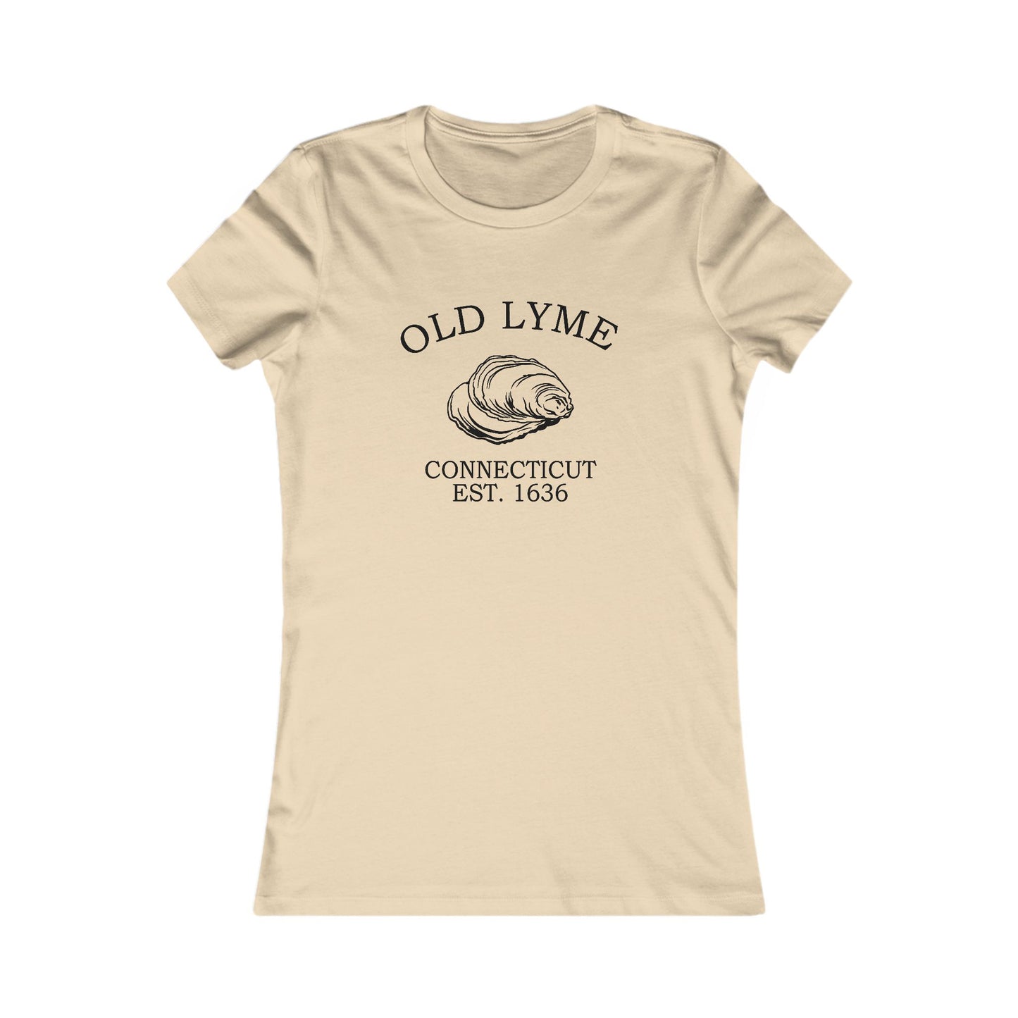 Old Lyme Connecticut Vintage Retro Womens Fitted Ringspun Cotton Tee - Black Logo